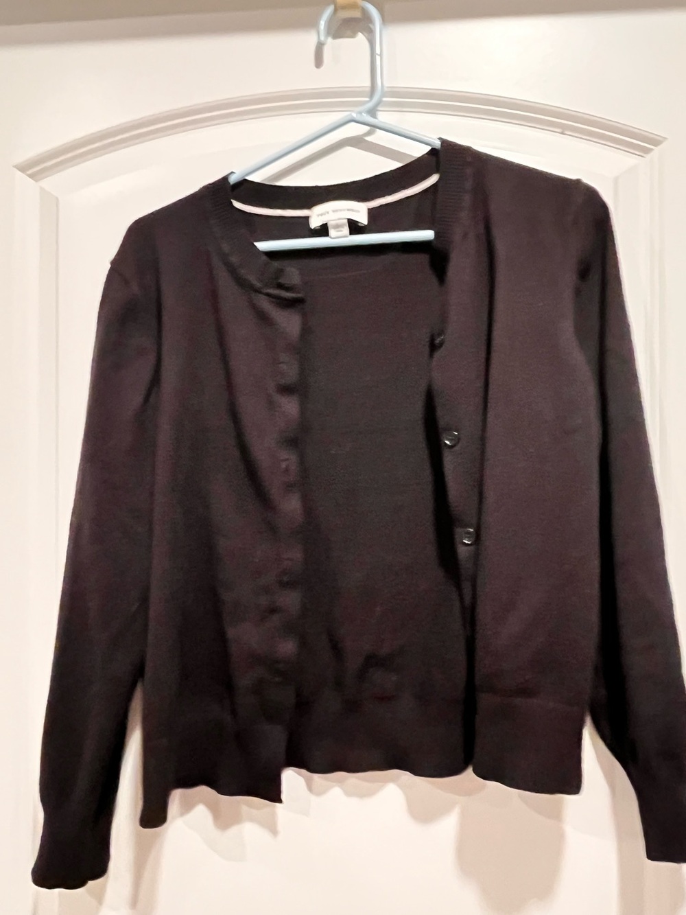 Classic Black Button-Front Round-Neck Cardigan